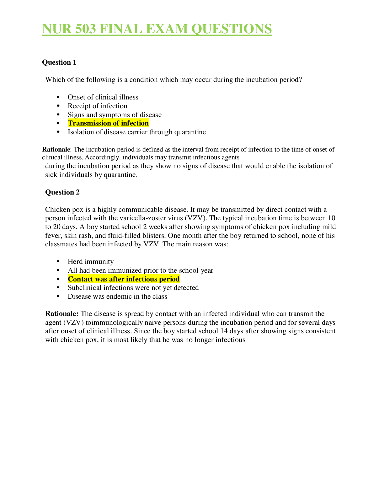Preview image for NURS 503 WEEK 8 FINAL EXAM QUESTIONS AND ANSWERS | 100% VERIFIED AND RATED A